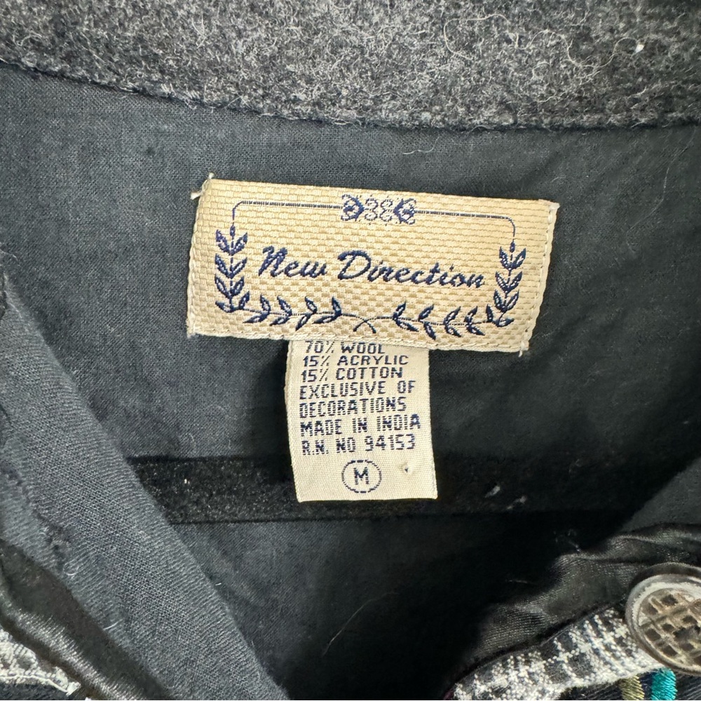 New Direction Patchwork Wool Blend Jacket Med - image 3